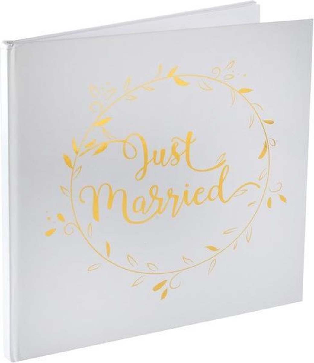 Gastenboek Just Married wit met goud - gastenboek - just married - trouwen - huwelijk - bruiloft