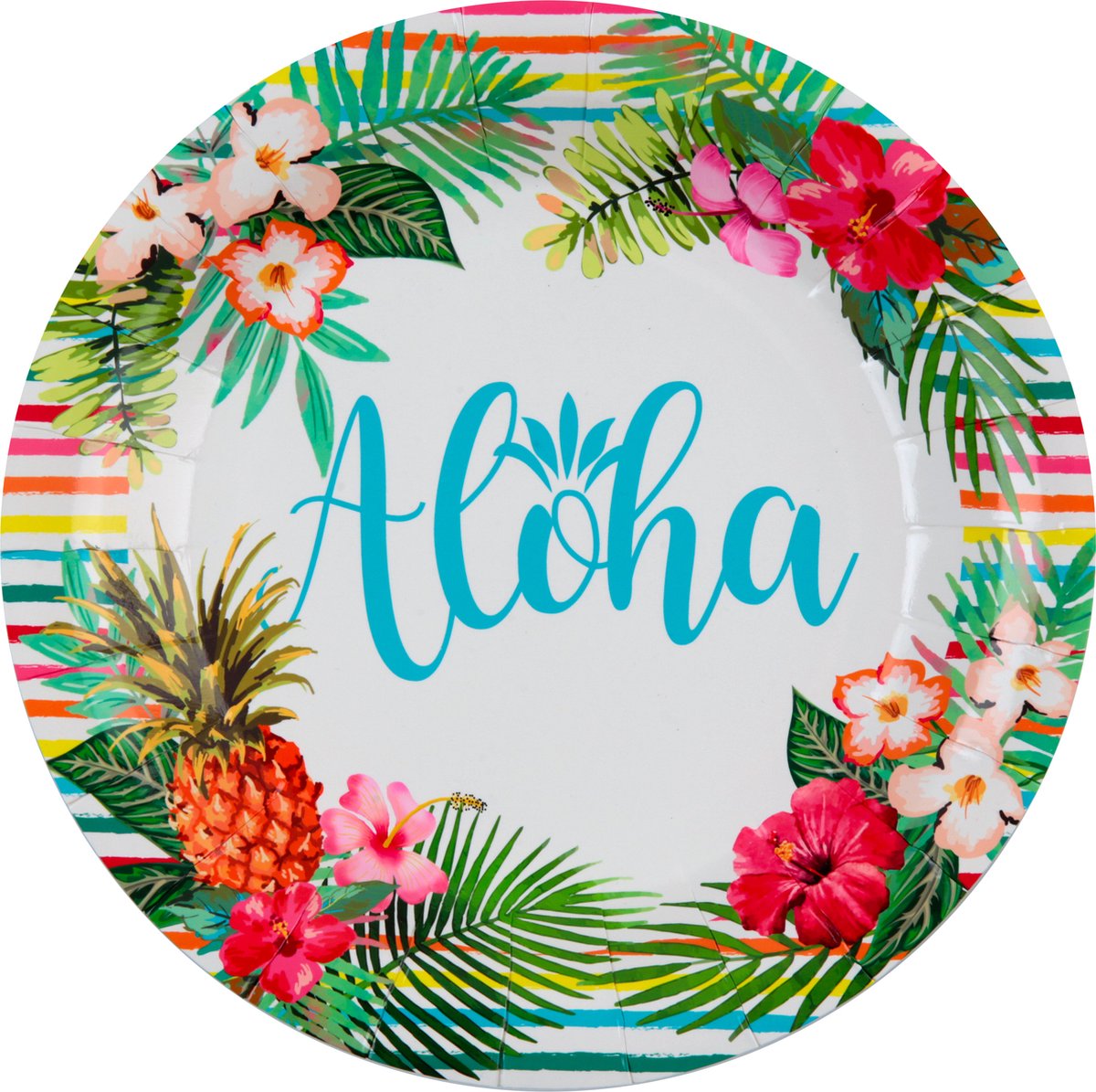 Santex Aloha feest wegwerpbordjes - 10x stuks - 23 cm - Hawaii/tropical themafeest
