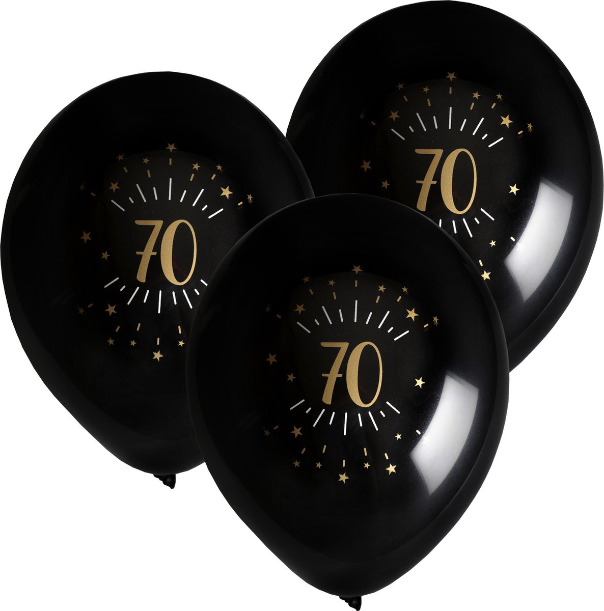 Santex verjaardag leeftijd ballonnen 70 jaar - 24x stuks - zwart/goud - 23 cm - Feestartikelen