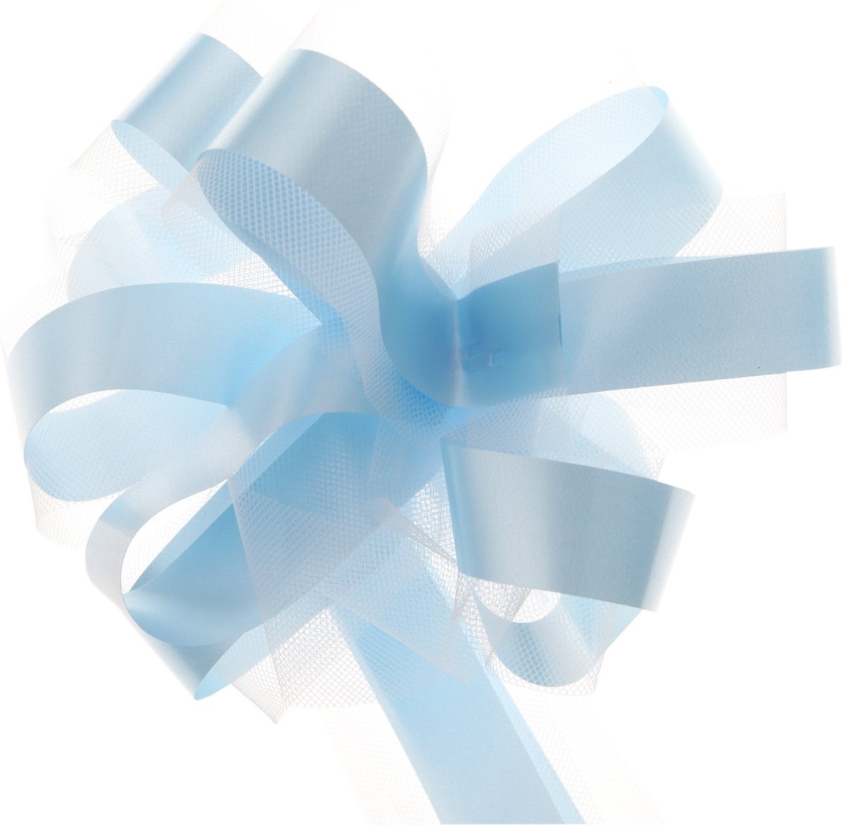 Trekstrik met tule lichtblauw met wit, 5 stuks