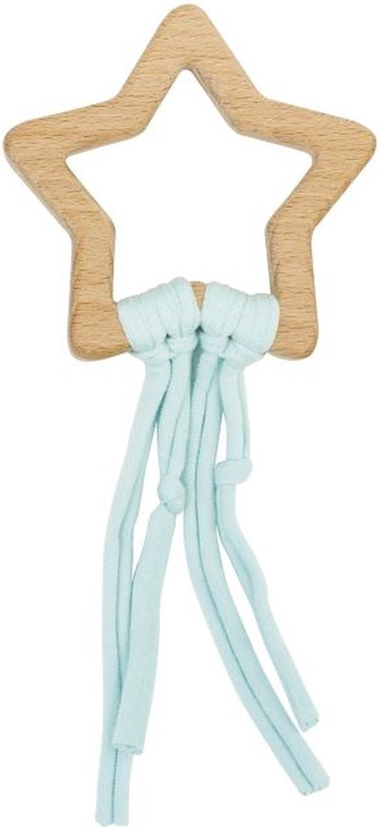 Saro Bijtring Shooting Star 9,5 Cm Beukenhout/katoen Mintgroen