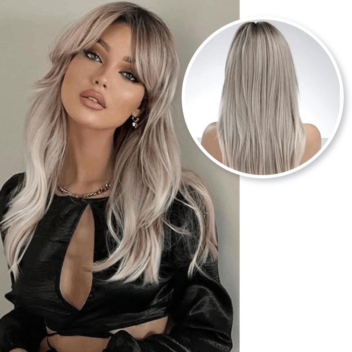 SassyGoods Blonde Pruik Blond - Pruiken Dames Lang Haar - Wig - Haarwerk - Wasbaar - Platinum Blond - 65 cm