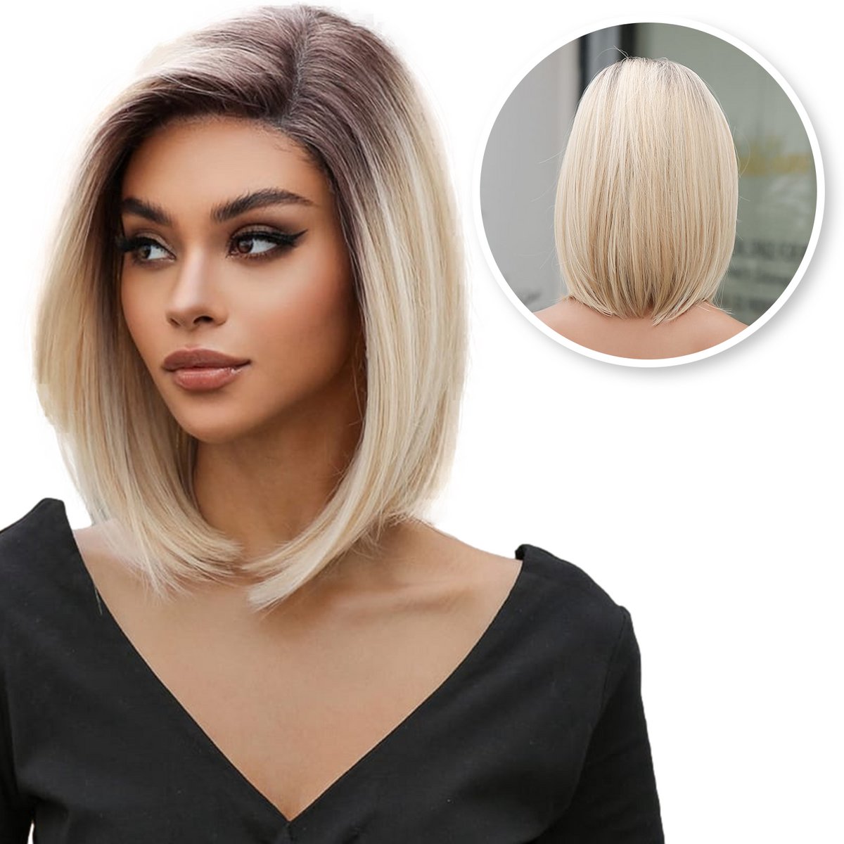 SassyGoods Luxe Blonde Pruik Blond Bob Front Lace Wig - Pruiken Dames Kort Haar - Haarwerk - Wasbaar - 35 cm