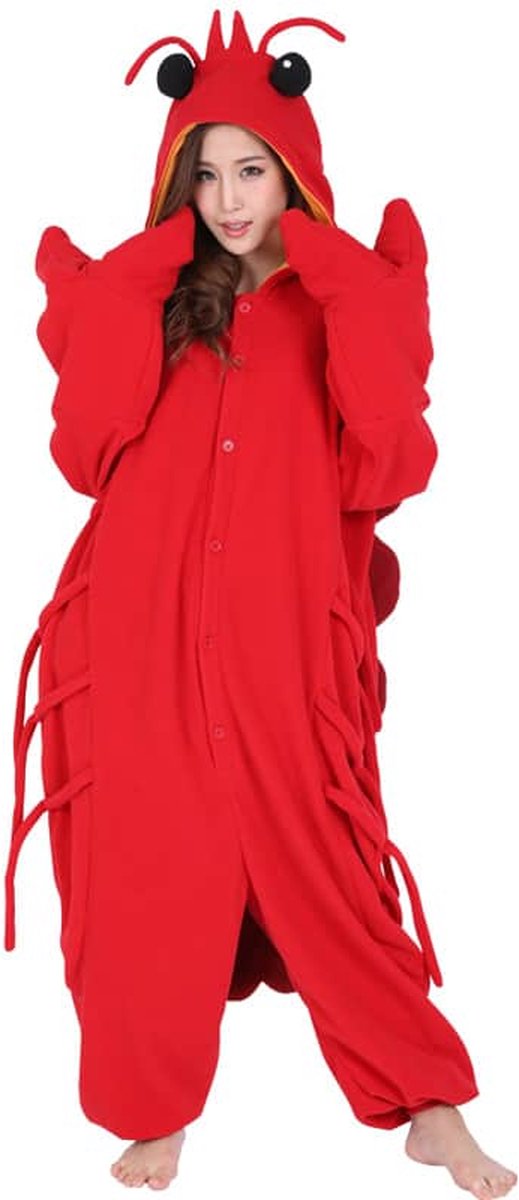Kreeft Onesie Pak Kostuum Outfit Huispak Jumpsuit Verkleedpak - Premium Verkleedkleding - Halloween & Carnaval - SAZAC - Kinderen & Volwassenen - Maat Onesize voor Lichaamslengte (155-182 cm)