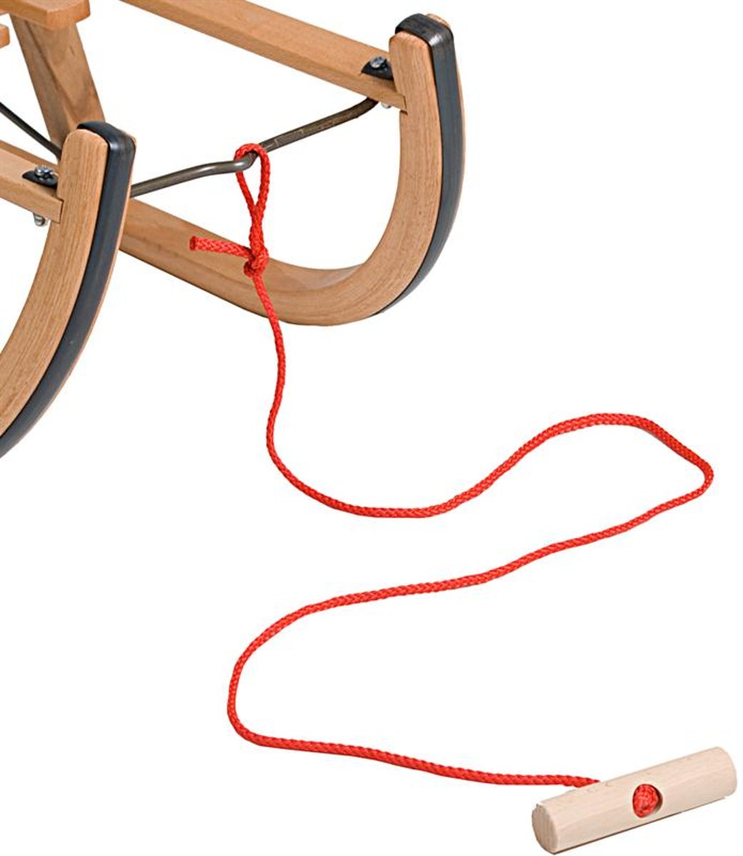 ScSPORTS® Trektouw voor slee rood met houten handvat