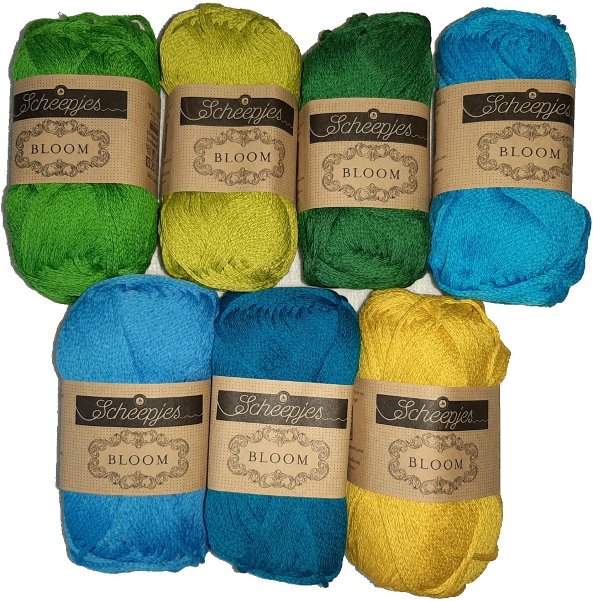 Scheepjes BLOOM Pakket Ass Groen 7 x 50 Gr - 7 kleuren - 1 st = 7 bollen DUURZAAM