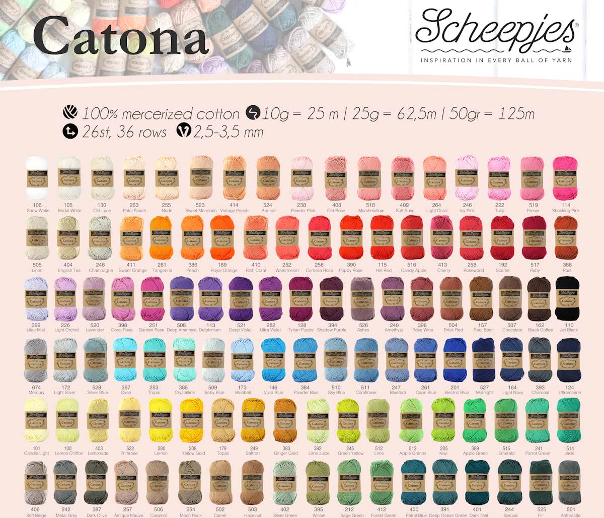 Assortiment 109 kleuren   Catona 25 gram