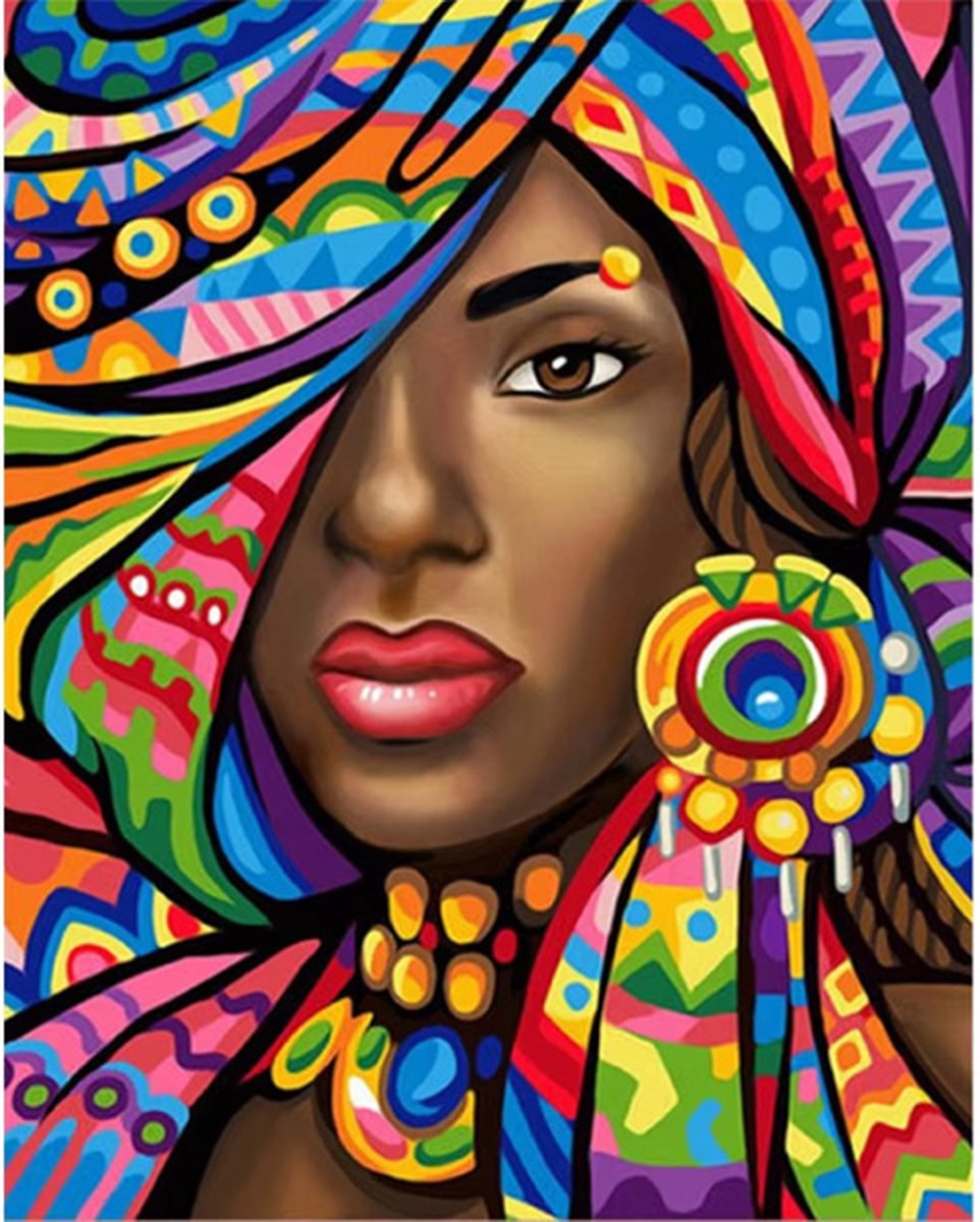 Schilderenopnummers.com® - Schilderen op nummer volwassenen - Moeder Afrika - 40x50 cm – Schilderen op nummer