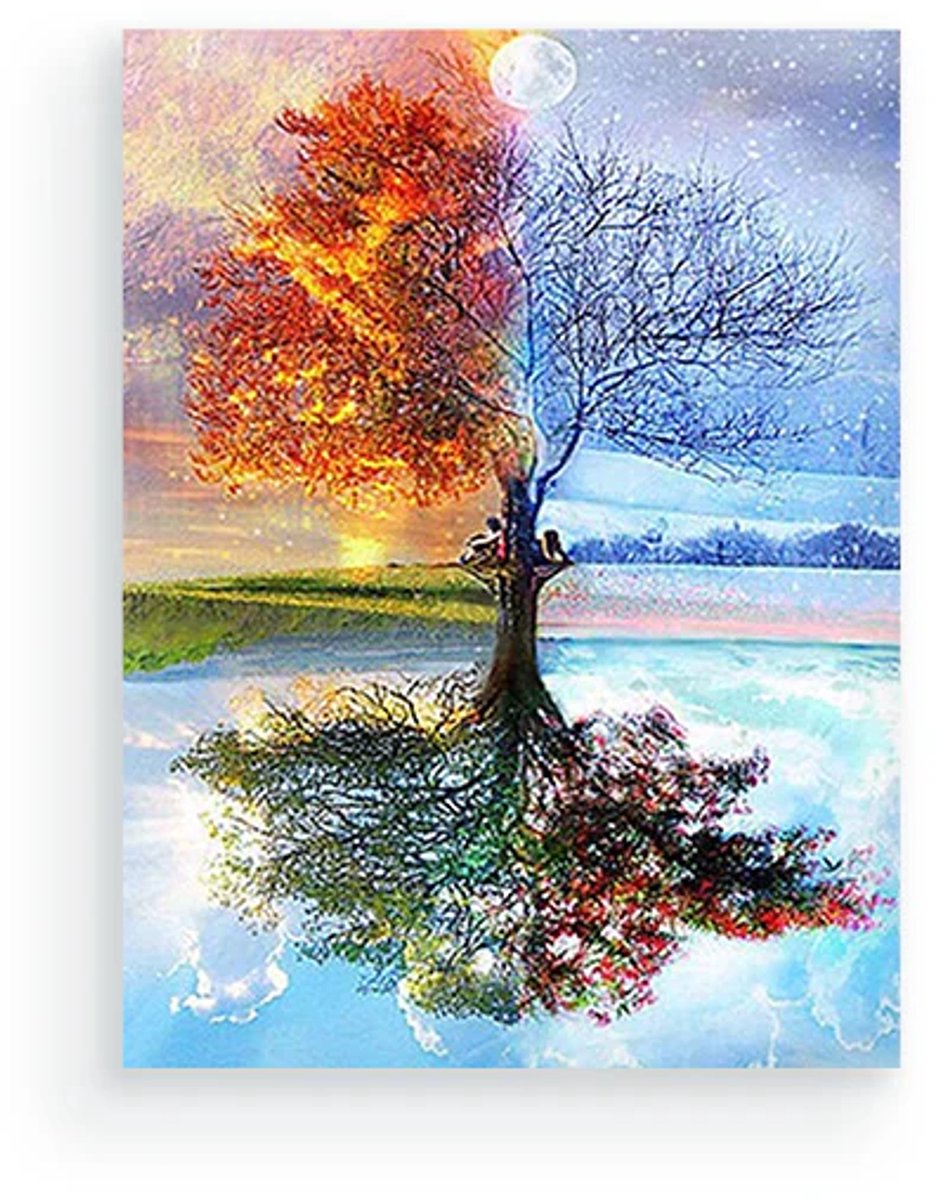 Schilderenopnummers.com® 4 Seizoenen - 50x40 cm – Schilderen op nummer - Schilderen op nummer volwassenen