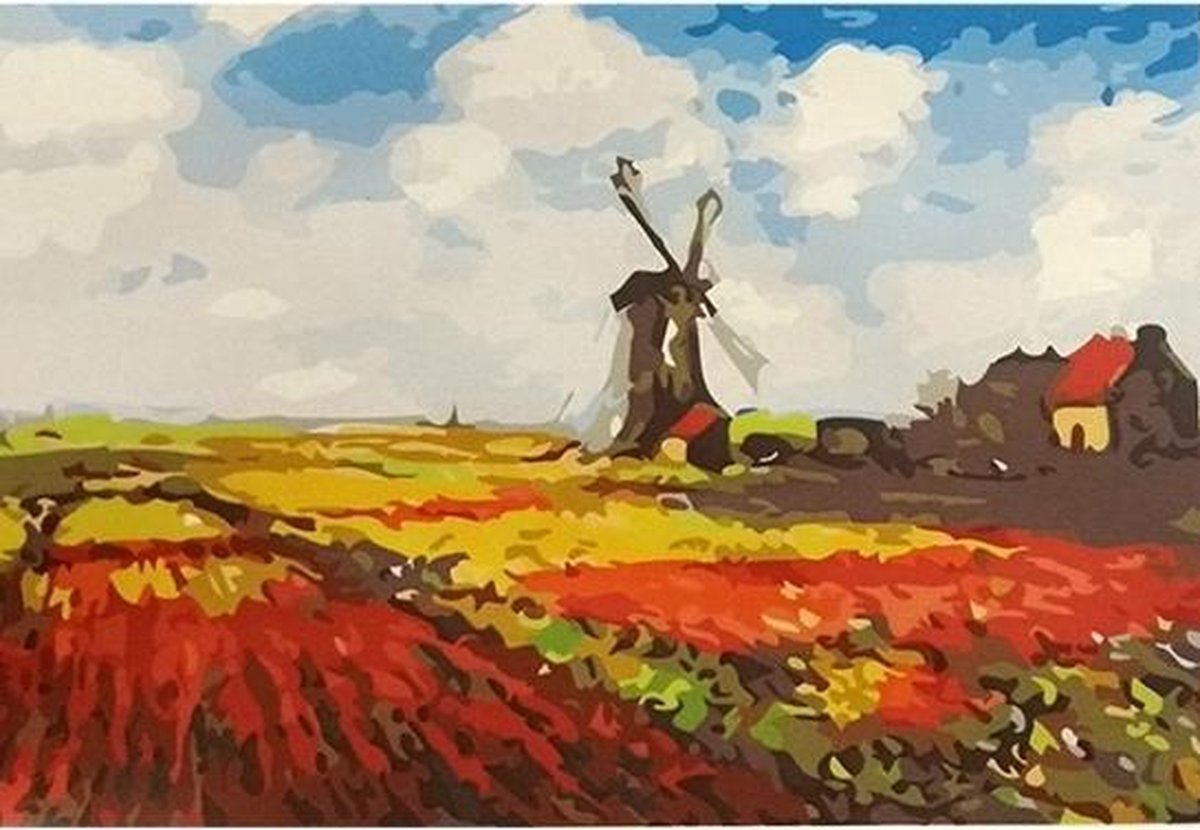 Schilderenopnummers.com® Hollandse velden - 50x40 cm – Schilderen op nummer -Schilderen op nummer volwassenen