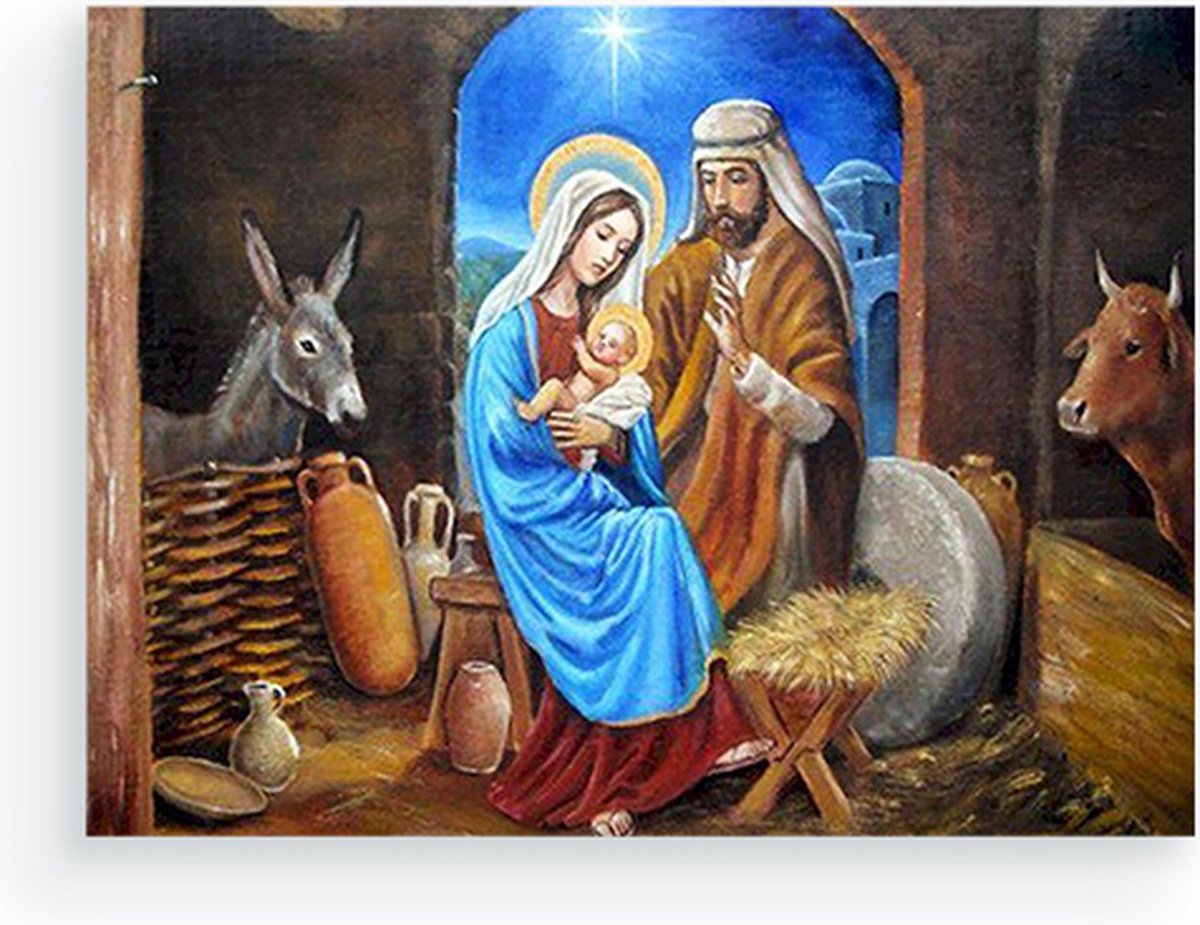 Schilderenopnummers.com® Kerststal - 40x50 cm – Schilderen op nummer -Schilderen op nummer volwassenen