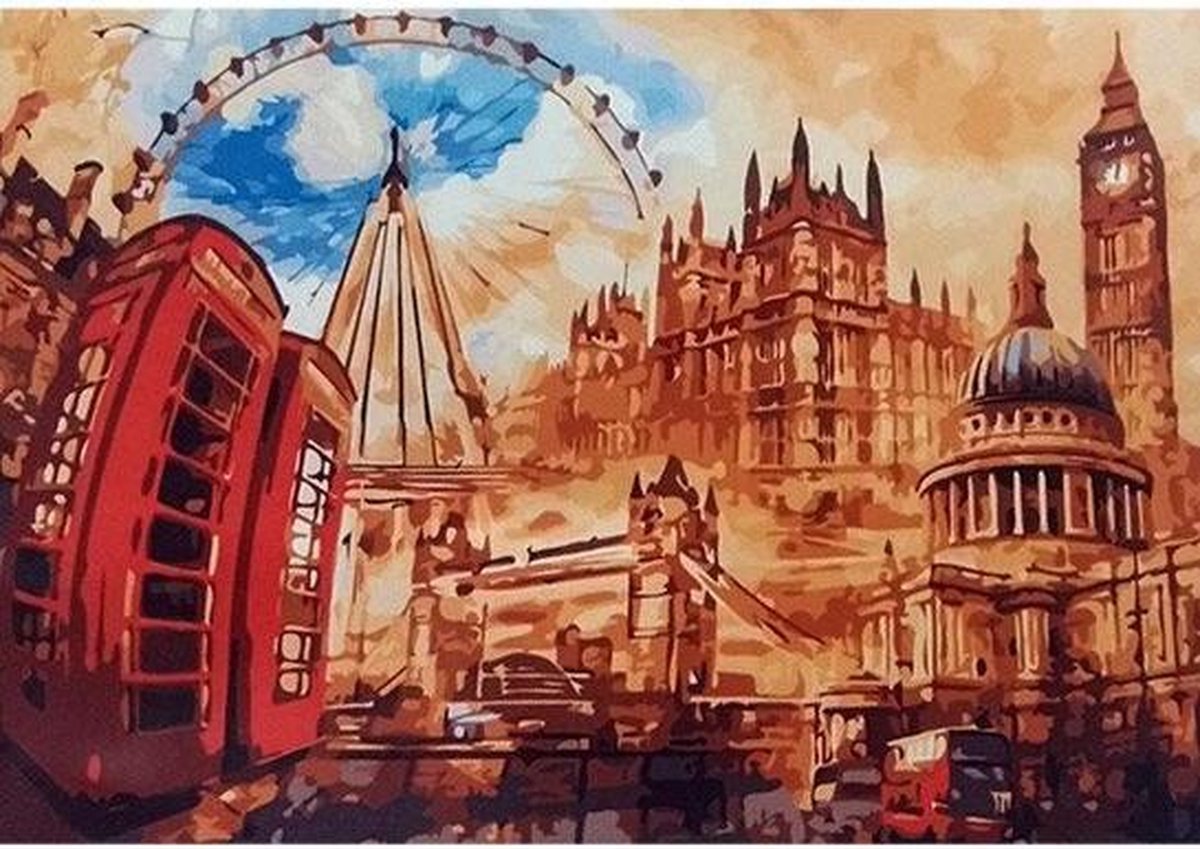 Schilderenopnummers.com® Londen compleet - 50x40 cm – Schilderen op nummer -Schilderen op nummer volwassenen