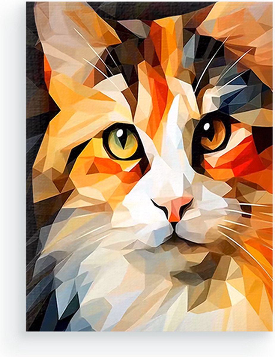 Schilderenopnummers.com® Low Poly Kat - 40x50 cm – Schilderen op nummer -Schilderen op nummer volwassenen