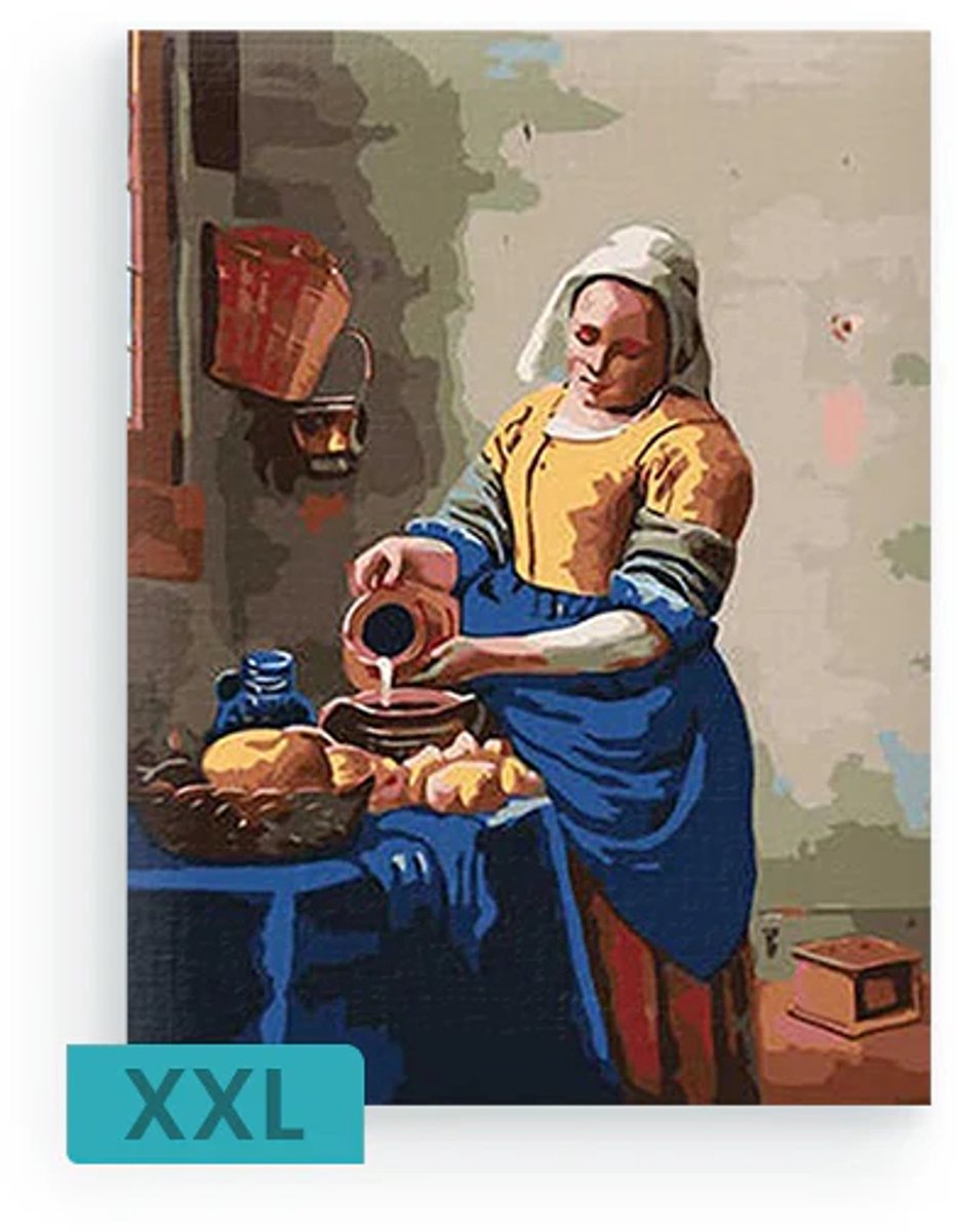 Schilderenopnummers.com® Melkmeisje XXL - 80x100 cm – Schilderen op nummer -Schilderen op nummer volwassenen