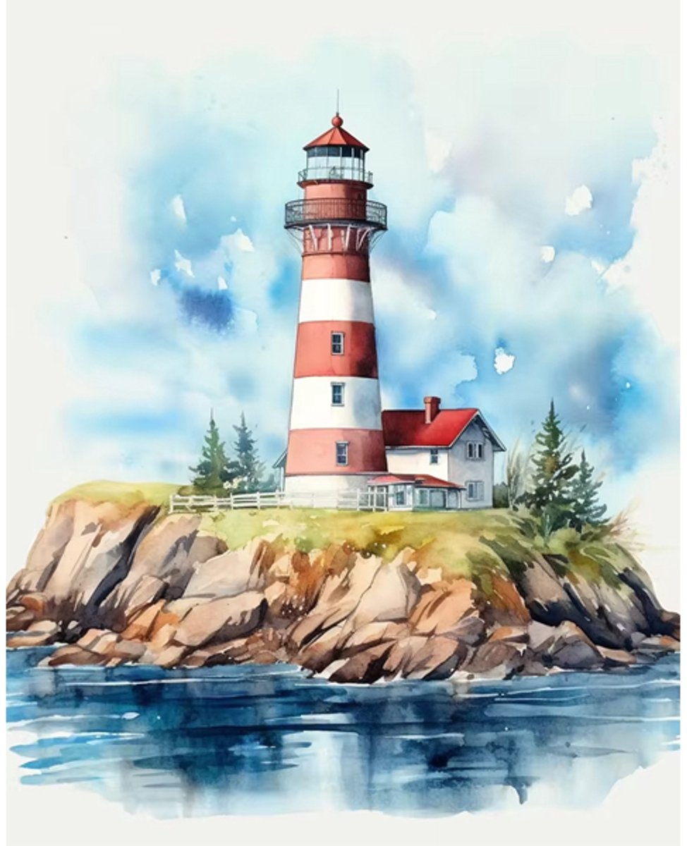 Schilderenopnummers.com® Wachter aan Zee - 40x50 cm – Schilderen op nummer - Schilderen op nummer volwassenen