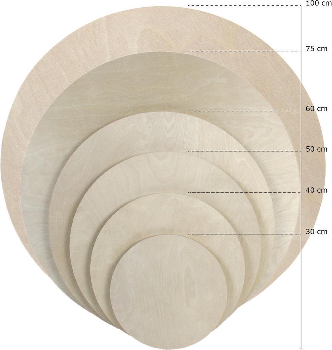 Schilderspaneel hout - per 4 - rond 30cm - Schilderspanelen