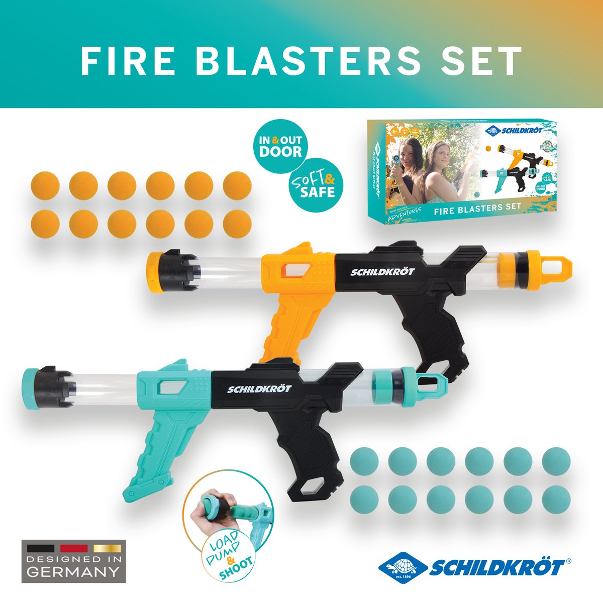 Schildkröt Fire Blaster Incl 12 Extra Ballen, Foamballen Schieter