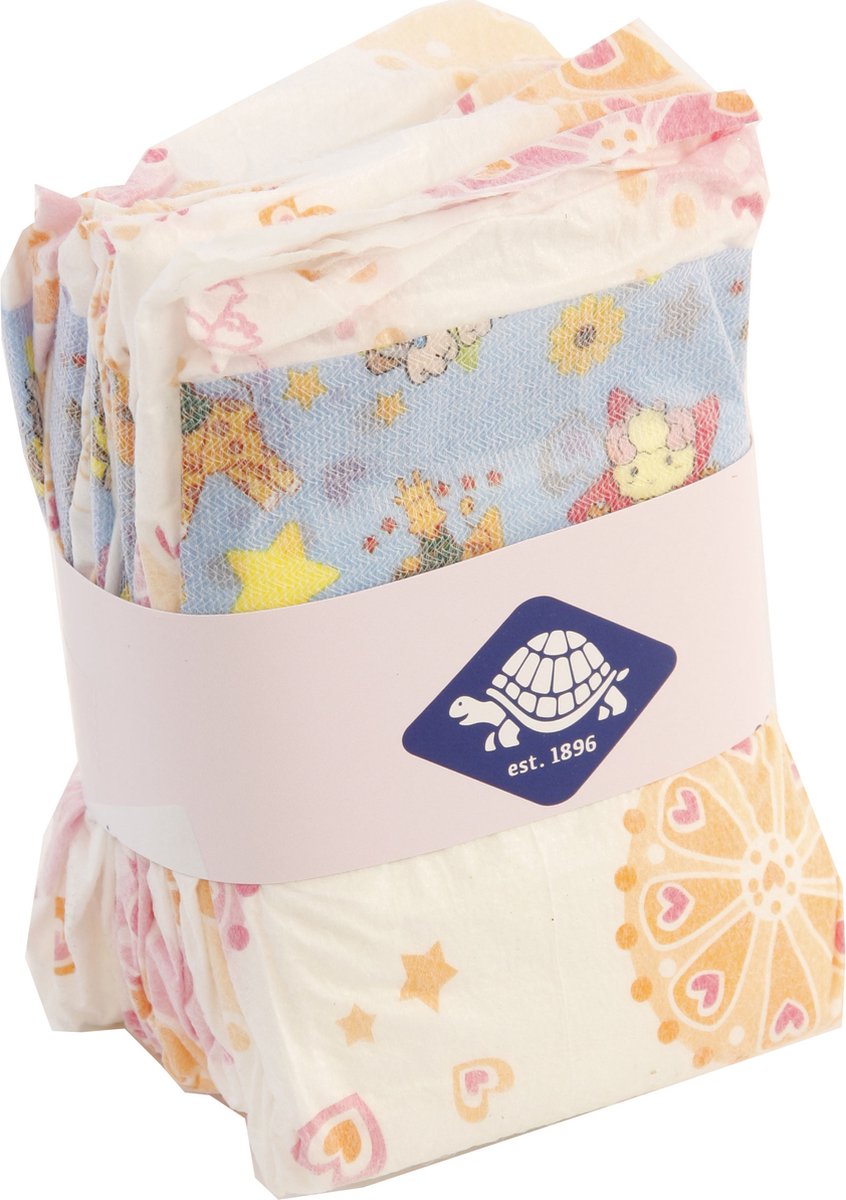 Schildkrot poppenverzorging luiers / pampers set van 5 voor pop van 32-37cm