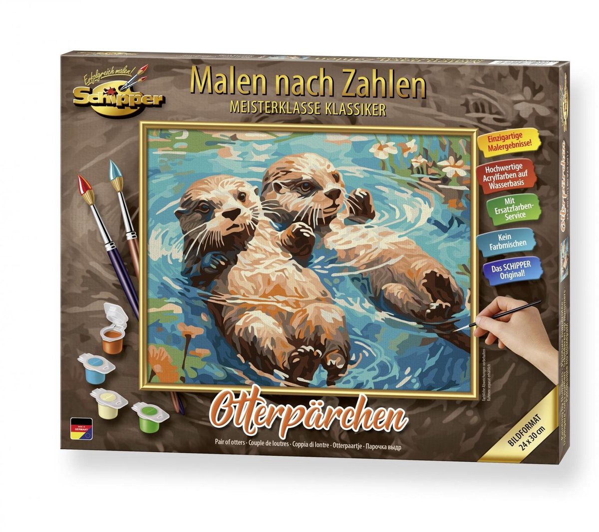 Een paar otters - Schipper schilderen op nummer 24 x 30 cm