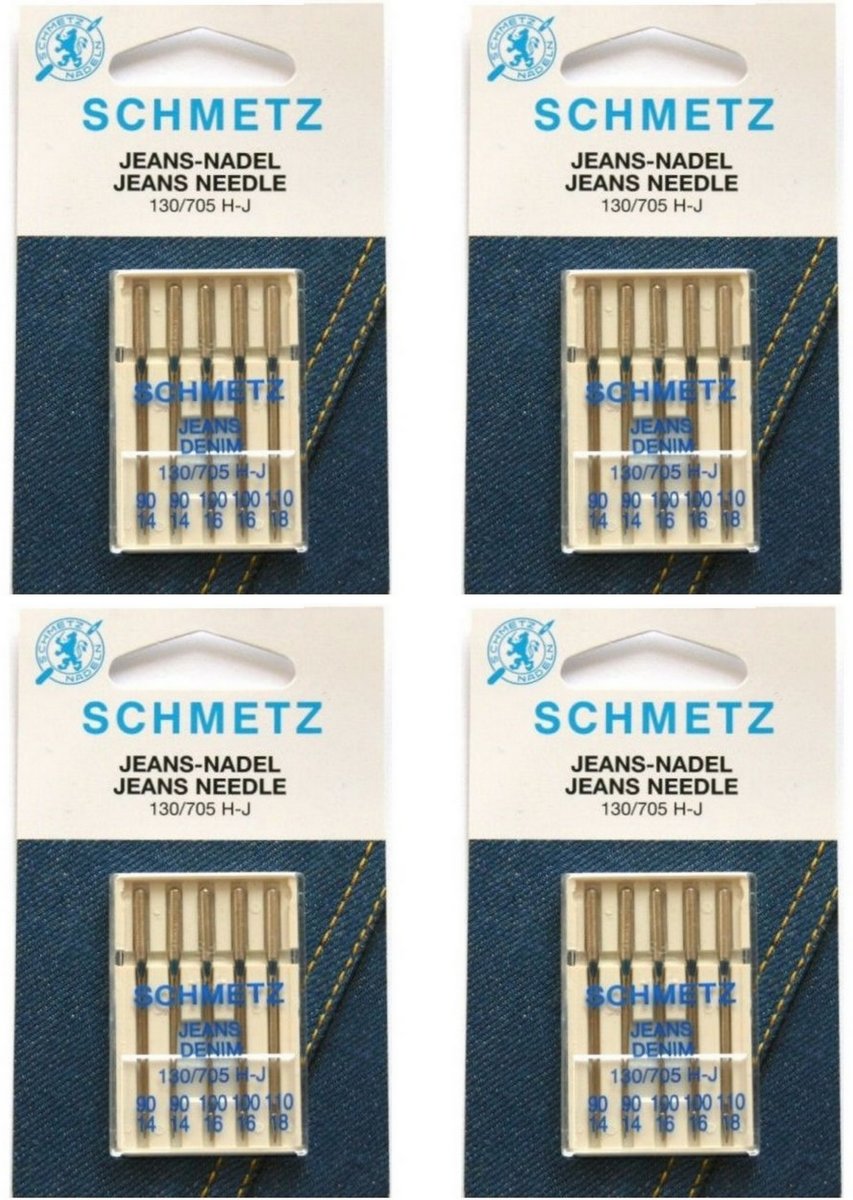   machinenaalden jeans assorti (5 naalden) universeel, 4 kaarten