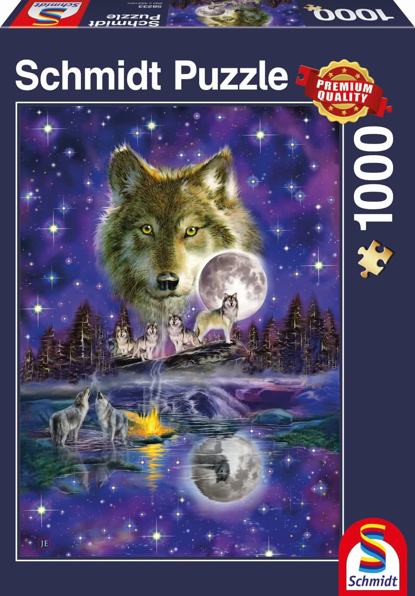 Wolf in the moonlight, 1000 pcs Legpuzzel