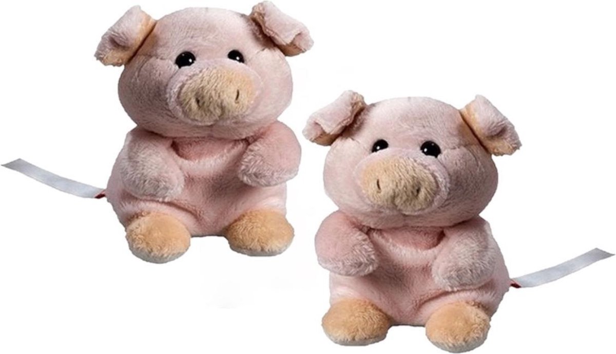 8x stuks pluche varken/big knuffel 11 cm met beschrijfbaar label