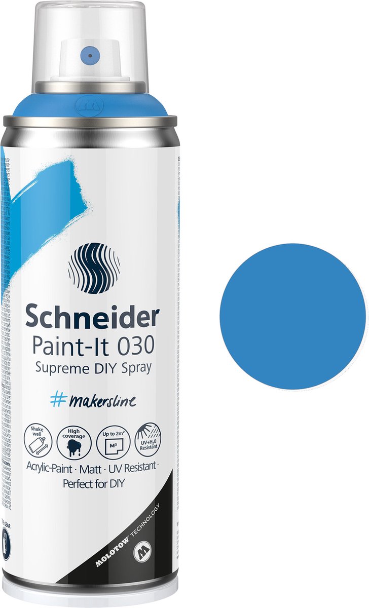 Schneider - Paint-it - 030 - DIY - spuitverf - spuitbus verf - acrylverf - 200ml - staal blauw