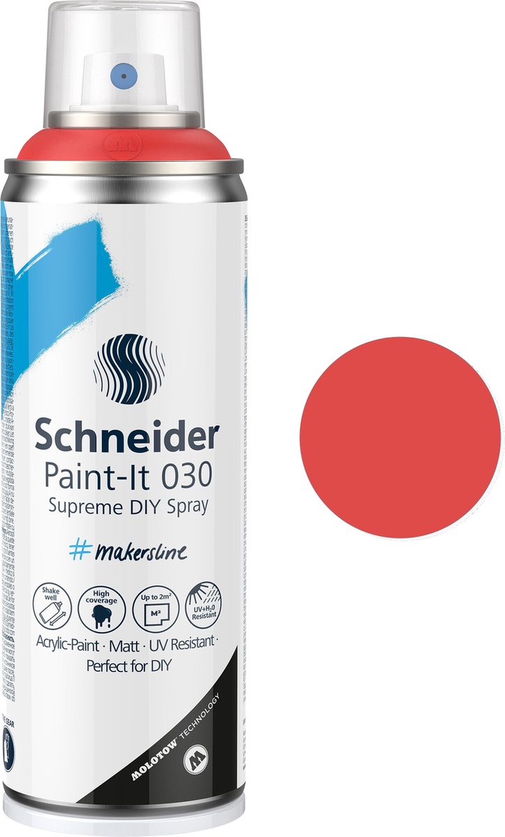 Schneider - Paint-it 030 - DIY - spuitverf - spuitbus verf - acrylverf - 200ml - royal rood