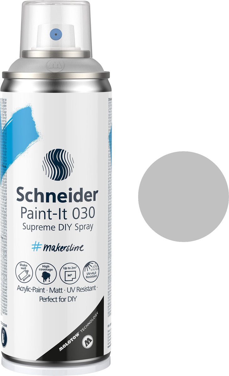 Schneider - Paint-it 030 - DIY - spuitverf - spuitbus verf - acrylverf - 200ml - zilver