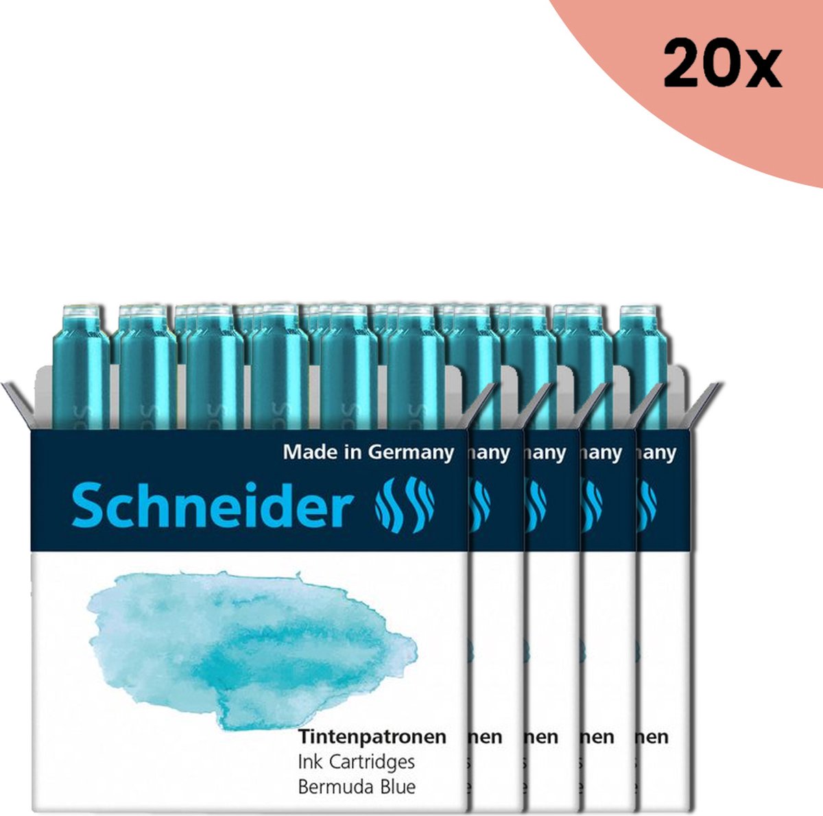 20x Inktpatronen Schneider pastel Bermuda Blauw doos 6st.