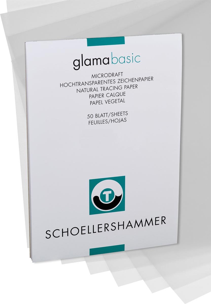 Schoellershammer Glama papier, 100 g, ft 29,7 x 42 cm, A3, transparant, blok van 50 vel