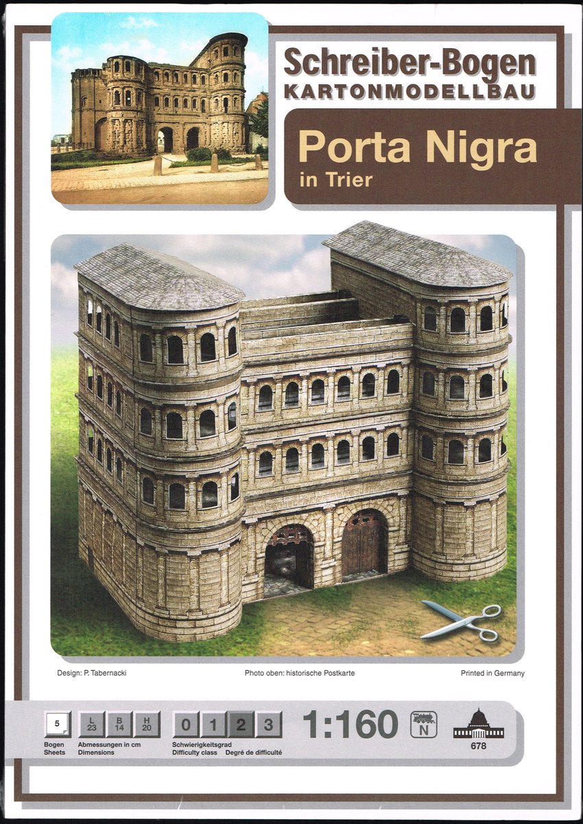 Kartonnen Bouwplaat Porta Nigra Trier 1:160