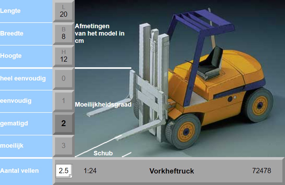 Kartonnen bouwplaat vorkheftruck