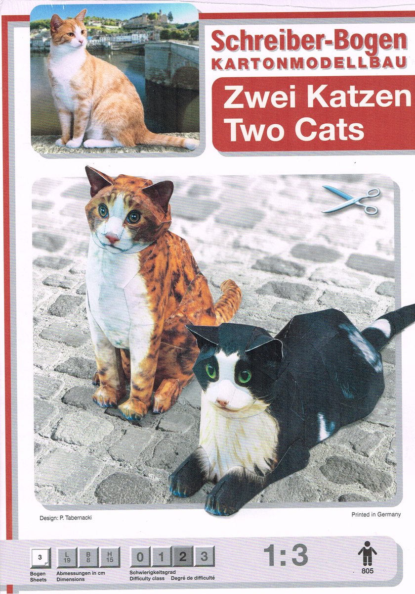 bouwplat van 2 katten, schaal 1:3