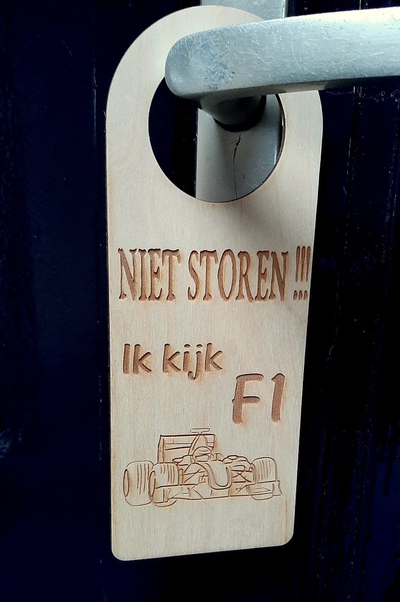 Schubie - Houten Deurhanger Niet storen Formule 1 - Cadeau