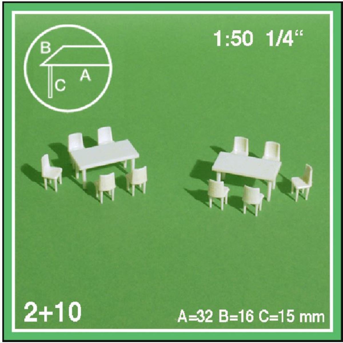 Schulcz Maquettebouw 2xtafels+10 stoelen 1:50 wit