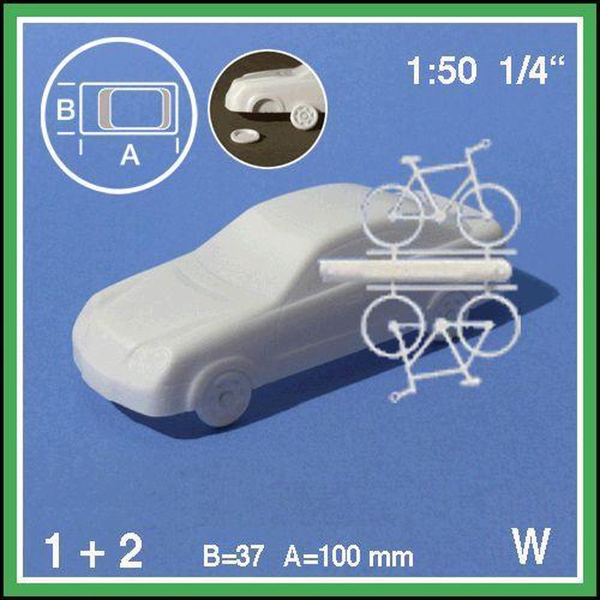 Schulcz Maquettebouw Auto + 2 fietsen 1:50 wit