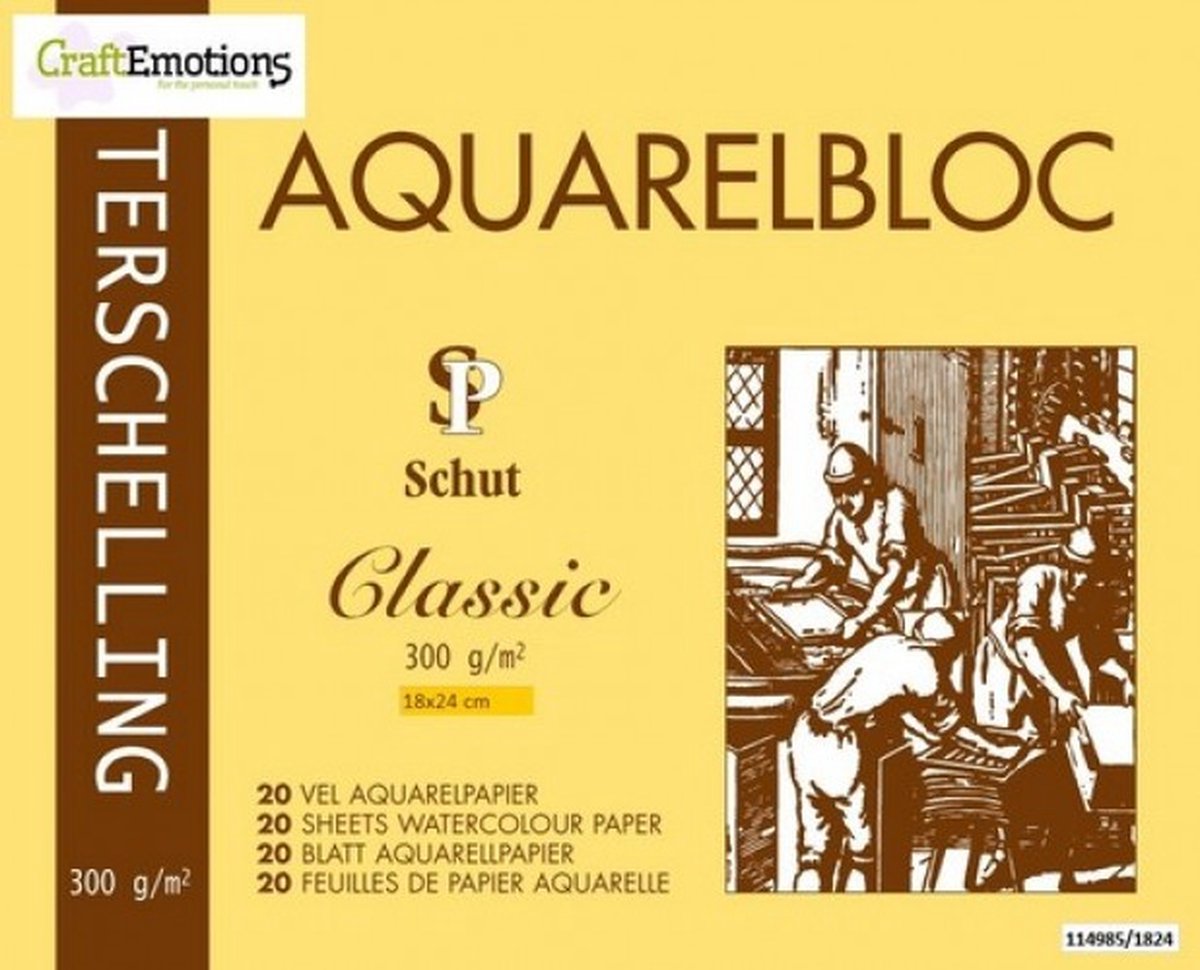 Schut Terschelling Aquarelblok Classic 18x24cm 300 gram - Aquarelblok 20 Vellen - Professioneel Aquarelpapier