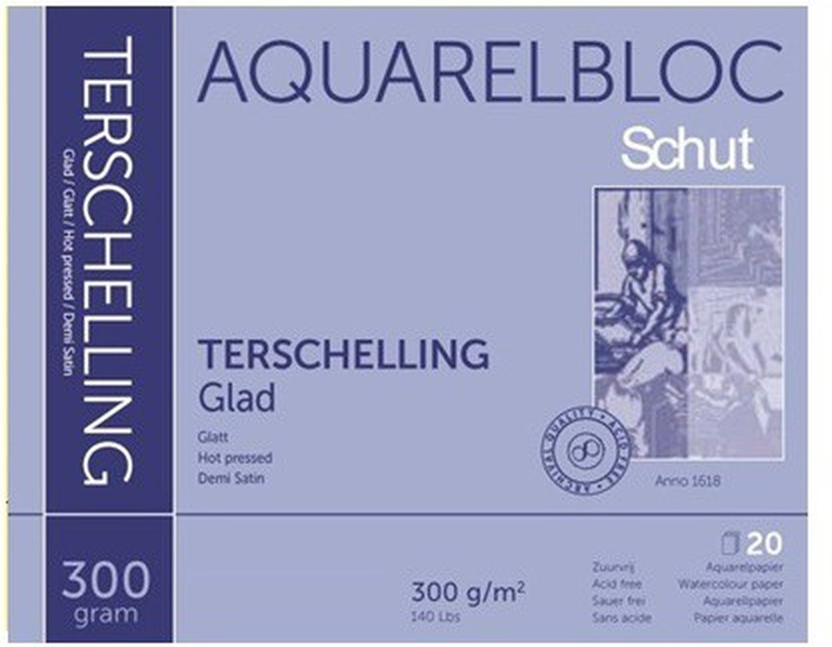 Schut Terschelling Aquarelblok Glad 18x24cm 300 gram 20 Vellen - Tekenblok Voor Aquarel Schilderen