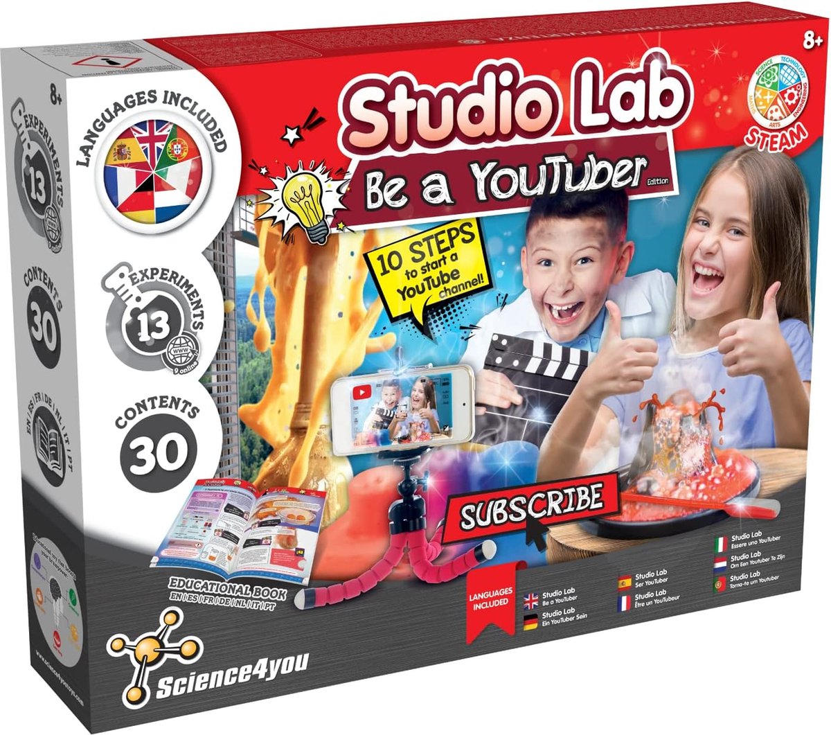 Science4you Be a Youtuber – Experimenteerdoos Wetenschap – 13 Virale Experimenten met Camera & Green Screen – Vanaf 8 jaar