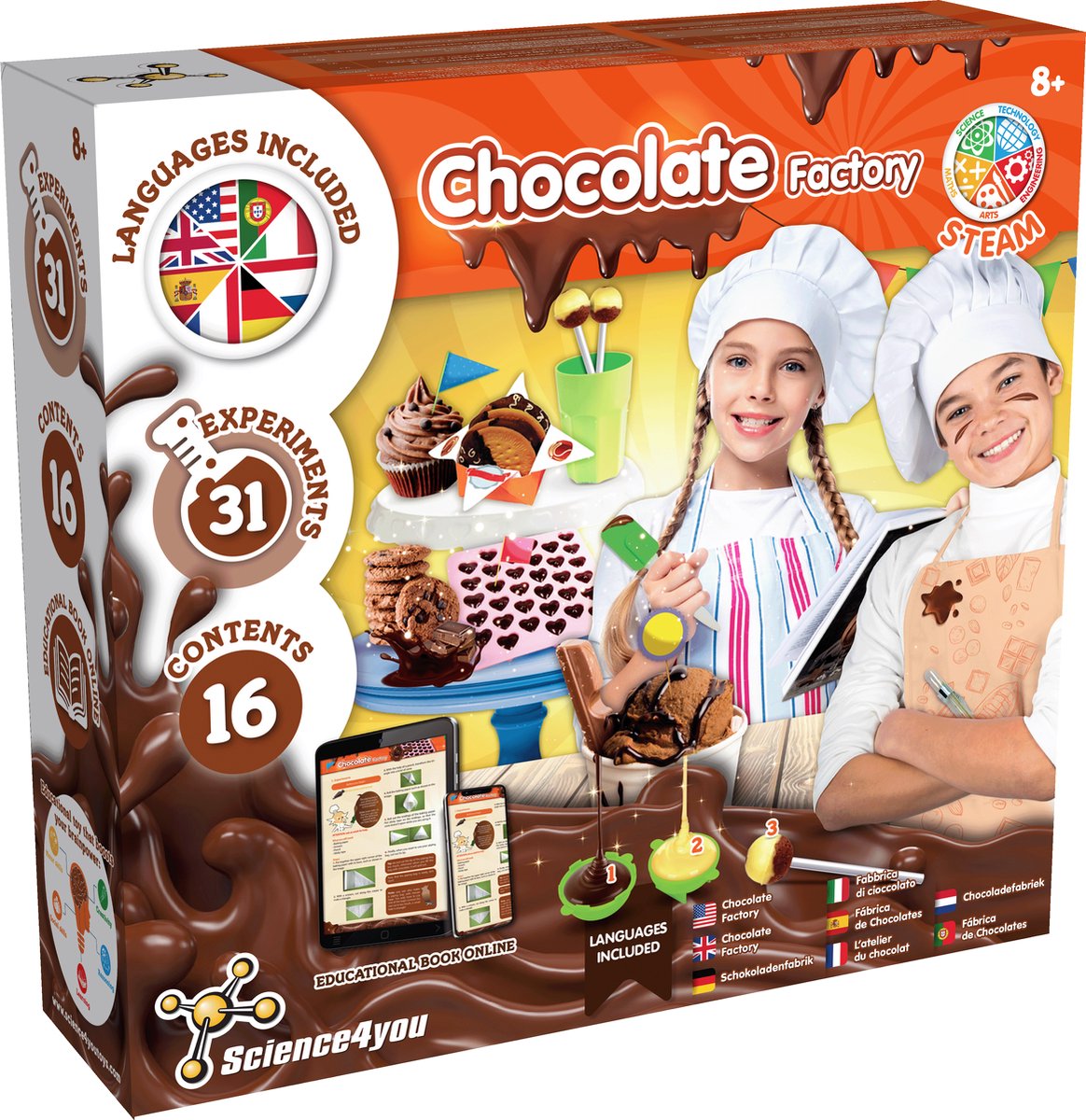 Science4you Chocolate Factory – DIY Kit – Creëer je eigen chocolade lekkernijen – STEM Keukenexperimenten – Leeftijd 8+