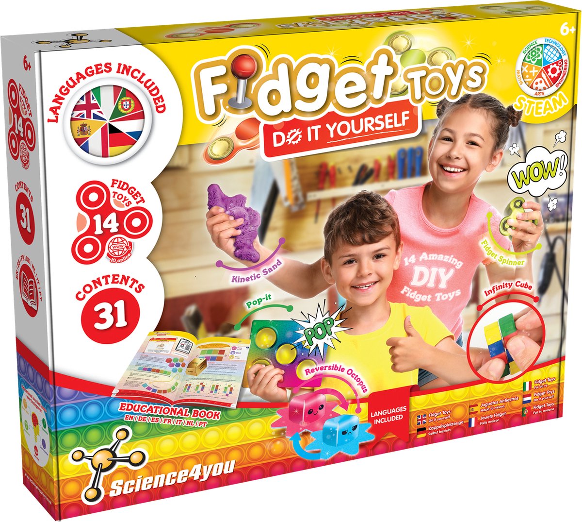Science4you Fidget Toys DIY – Knutselset Kinderen – 14 Activiteiten – Educatief Speelgoed – Maak je Eigen Fidget Toys: Science4you Fidget Toys DIY Set