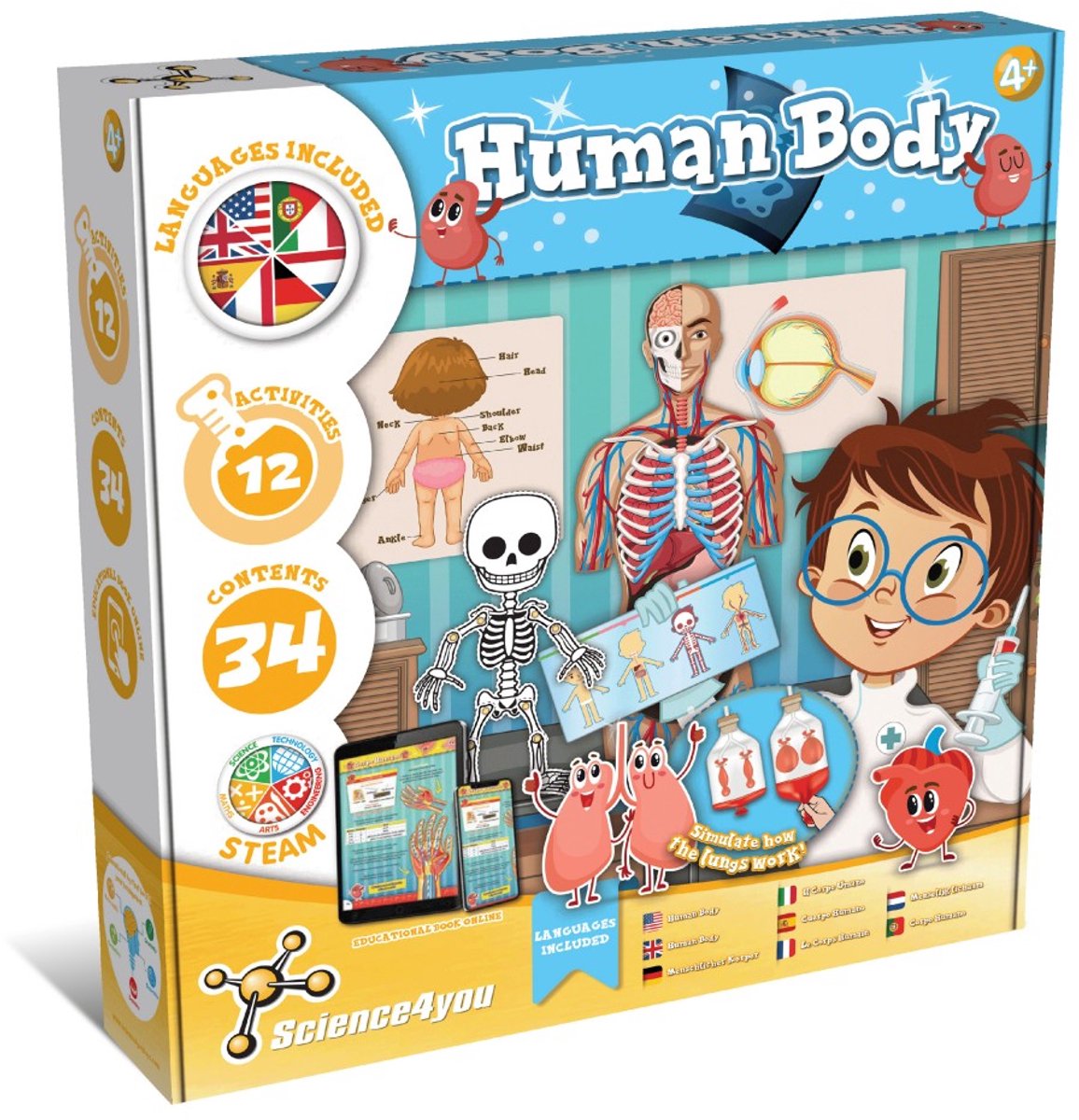 Science4you Human Body Kit – Educatieve Experimenteerdoos Biologie – Multilinguaal Speelgoed – Voor kinderen vanaf 4 jaar