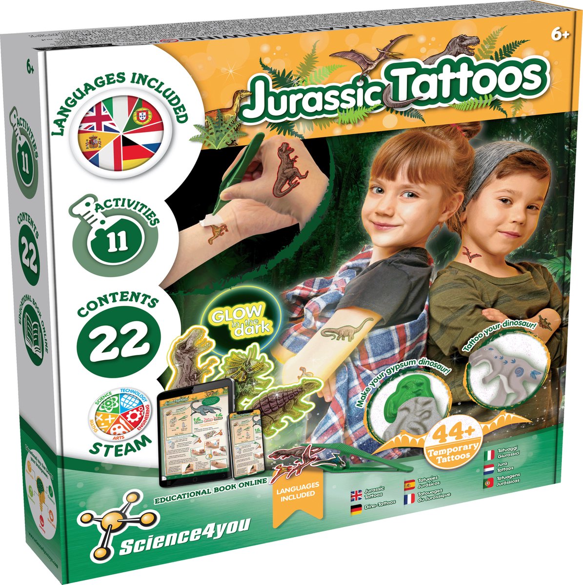 Science4you Jurassic Tattoos Glow in the Dark