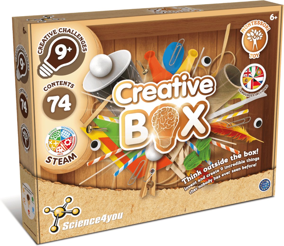 Science4you Montessori Creative Box – 74-delige Creatieve Speelset – Multilinguale DIY Kit – Educatief & Creatief – Vanaf 6 jaar