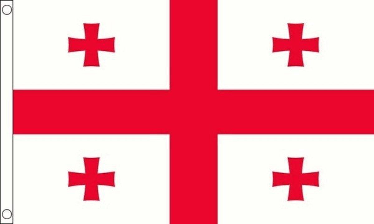 Scoby - Georgische Vlag - Georgian Flag - Georgië - 90x150cm - Original Colors - Strong Quality - Inclusief Bevestigingsringen