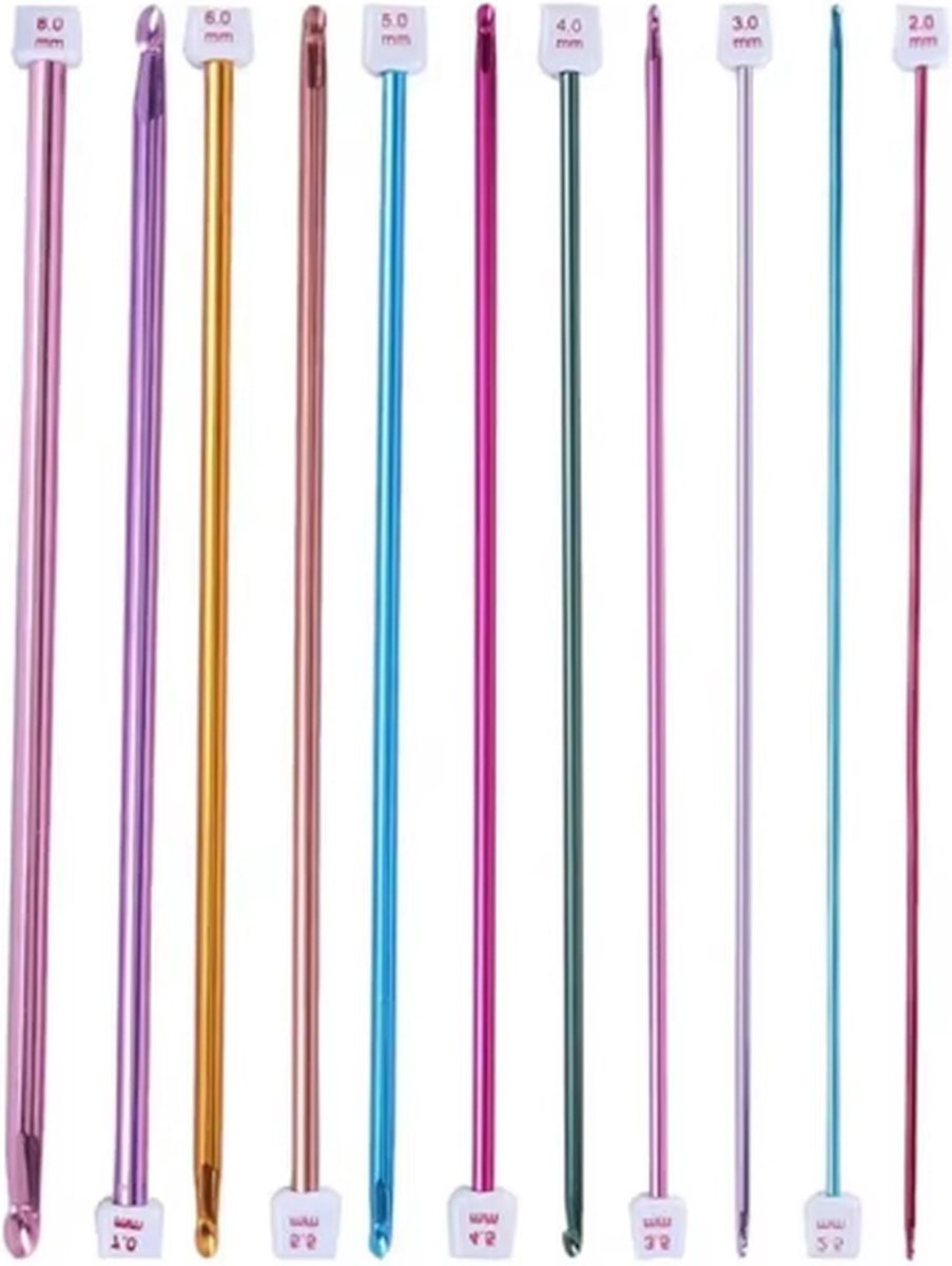 Scoby - Haaknaalden - Haken - Aluminium - DIY - Naaien - Breien - Haken - Gereedschap - Hobby - Haaknaald - Tunisch - 11-delig