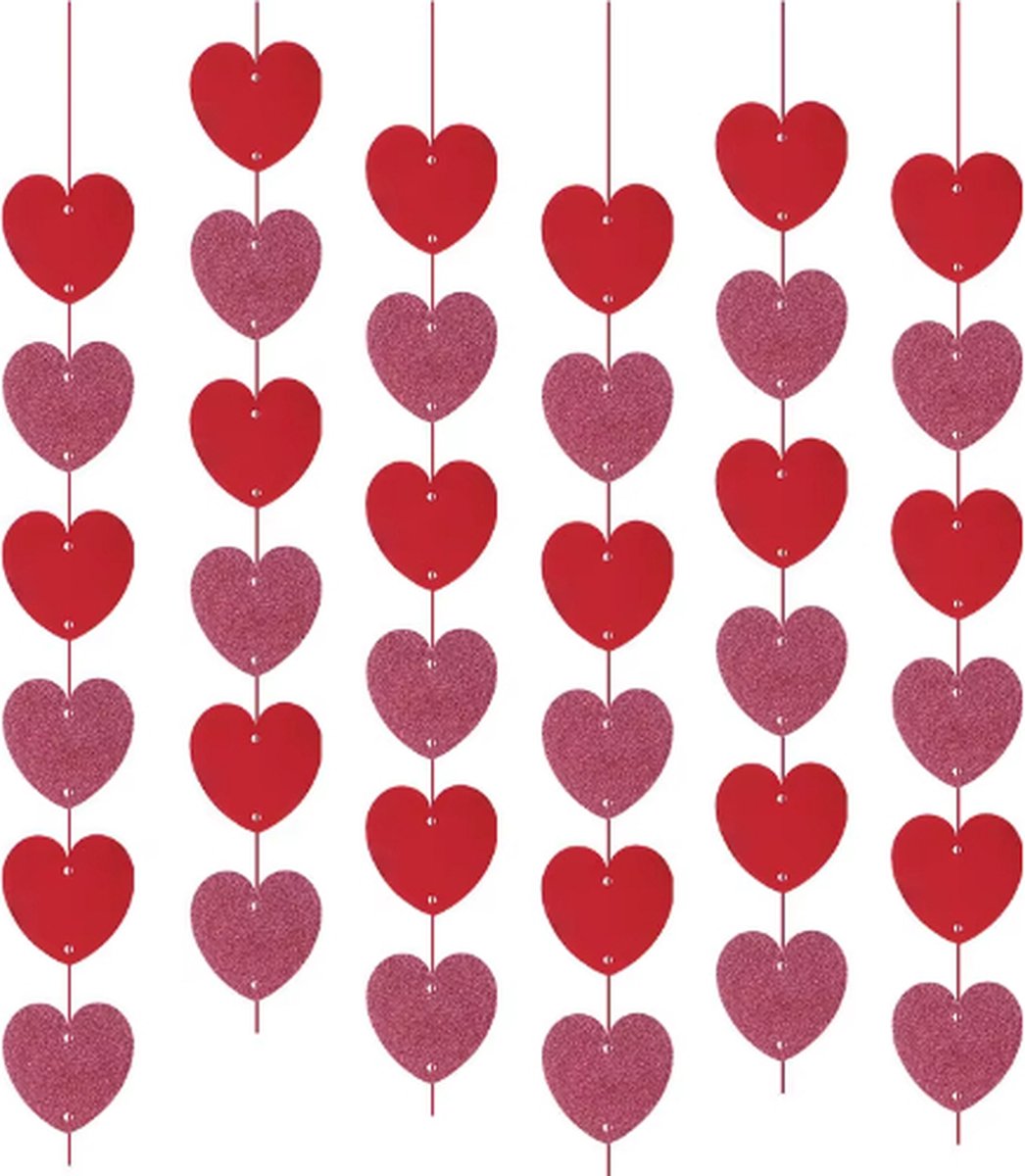 Scoby - Hartjes Decoratie Slinger - Creëer een Romantische Sfeer - 6 Stuks - 2 Meter - Ideaal voor Feesten en Evenementen!