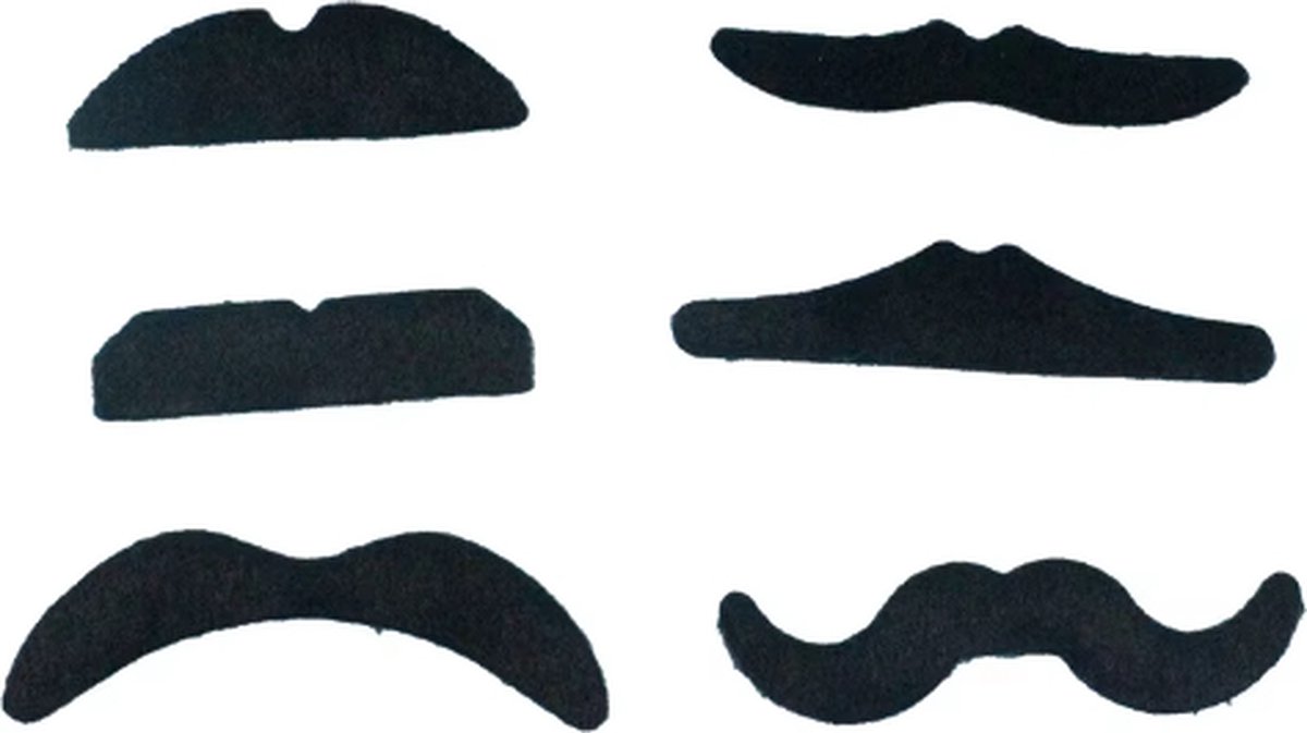 Scoby - Plaksnor - Nepsnorren - Nepsnor - Fake moustache - Carnaval - Party - Verkleedaccessoire -- Verkleden - Halloween - Set van 6 nep snorren - Snor