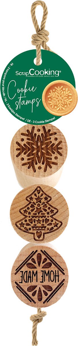 ScrapCooking Christmas Spirit wooden biscuit stamps pk/3